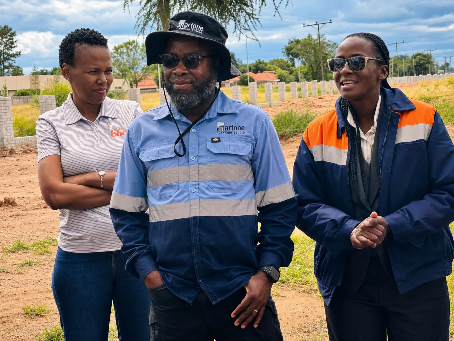 Martone team members and project partners standing together during a field consultation